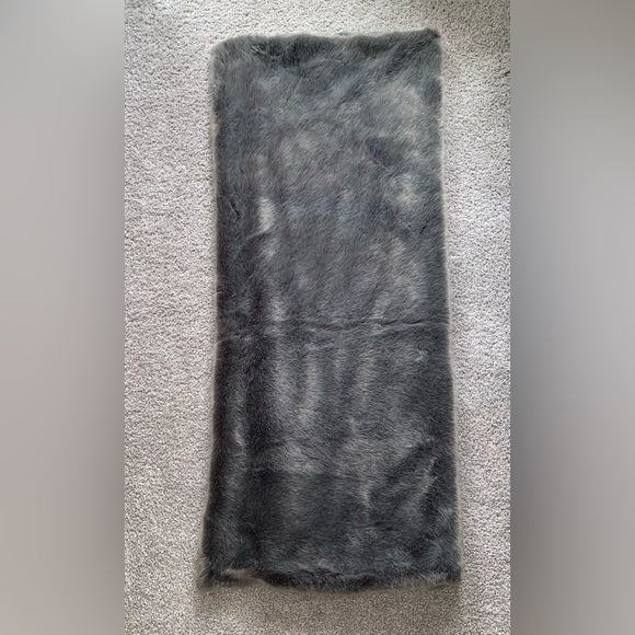 Restoration Hardware Plush Gray Faux Fur Throw - Picture 2 of 5